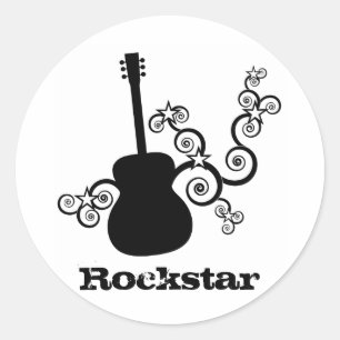 Rockstar-Gitarren-Stickers Runder Aufkleber