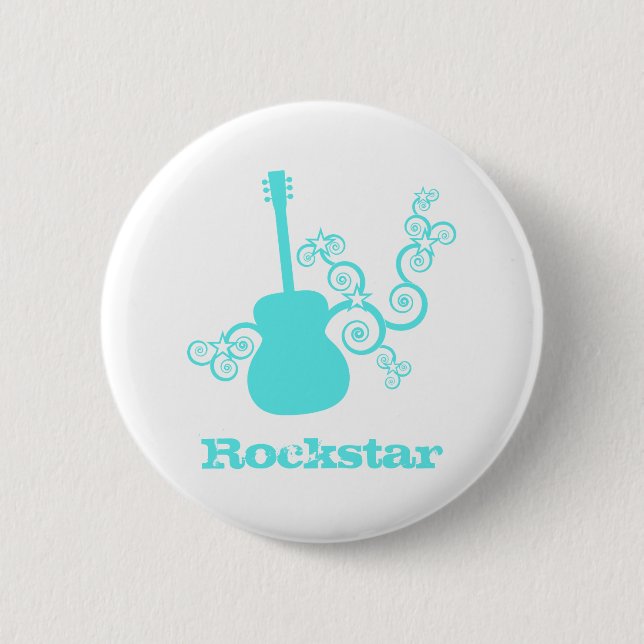 Rockstar-Gitarrenschaltfläche, Light Türkis Button (Vorderseite)