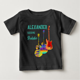 Rockstar-Gitarrist bunte Gitarren Baby T-shirt