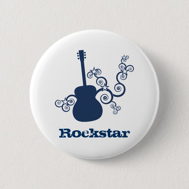 Rockstar Guitar Button, Royal Blue Button (Vorderseite)