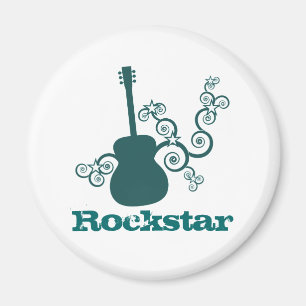 Rockstar Guitar Magnet, Dunkel Aquamarin Magnet