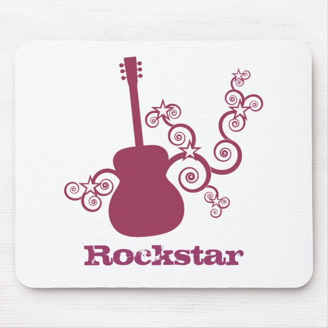 Rockstar Guitar Mousepad, Fuchsia Mousepad (Vorne)