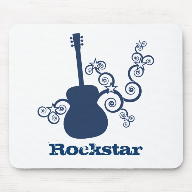 Rockstar Guitar Mousepad, Royal Blue Mousepad (Vorne)