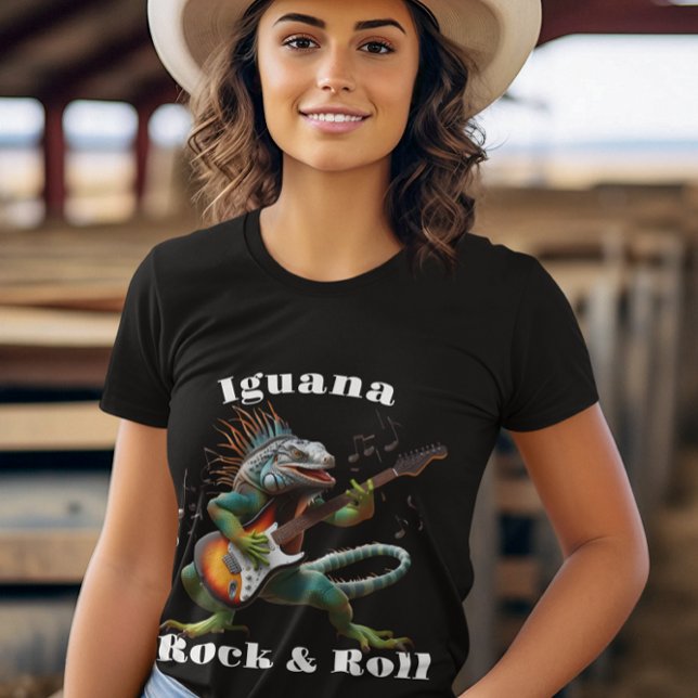 Rockstar Iguana in einem farbenfrohen Musikhochbur T-Shirt (Von Creator hochgeladen)