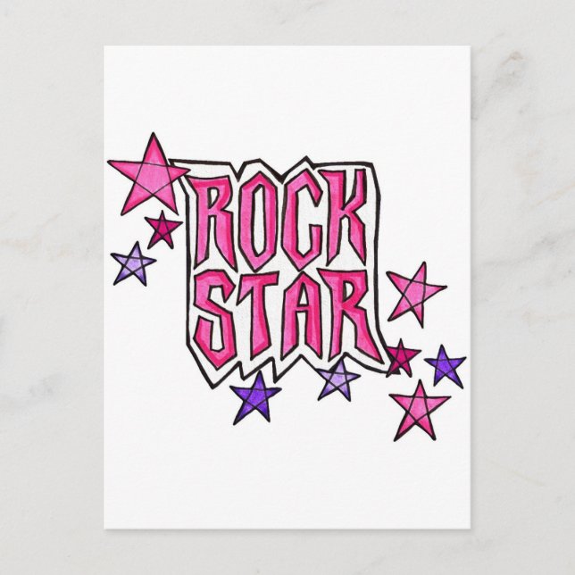 RockStar in PInk Postkarte (Vorderseite)