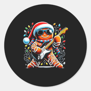 Rockstar Ingwerbrot Weihnachtsgitarre Lichter Männ Runder Aufkleber