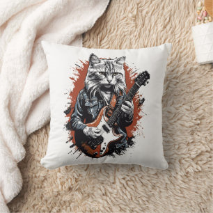 Rockstar-Kat zerfetzt Gitarre Kissen
