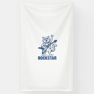 Rockstar-Katze-Gitarre-Vintage-Gravur-Shirt-Design Banner