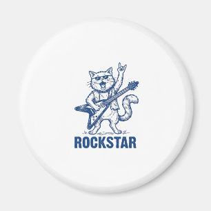 Rockstar-Katze-Gitarre Vintage-Stickerei-Shirt-Des Magnet