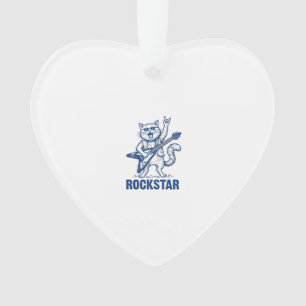 Rockstar-Katze-Gitarre-Vintage-Stickerei-Shirt-Des Ornament