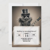 Rockstar-Katze spielt elektrische Gitarre in Leder