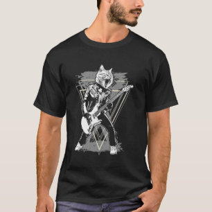 Rockstar-Katze spielt Gitarre Rock and Roll ROCK M T-Shirt