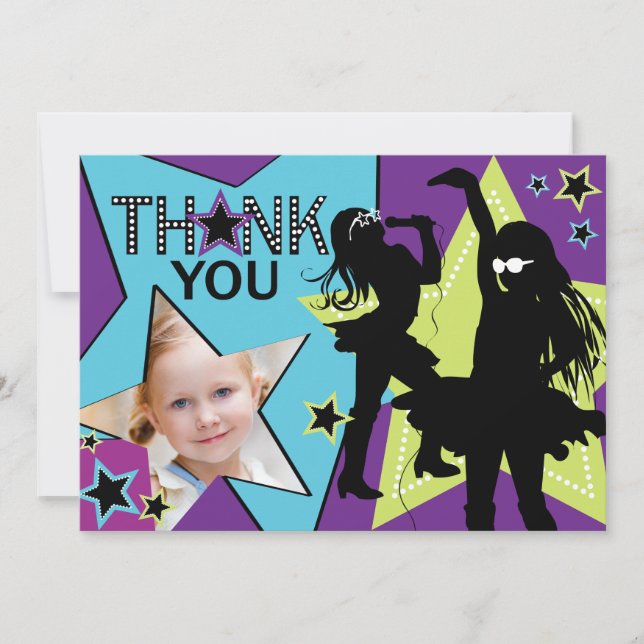 Rockstar-Mädchen-Band danken Ihnen Aqua-Grün Dankeskarte (Vorderseite)