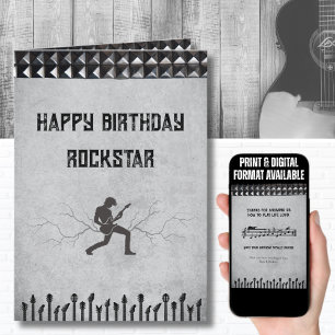 Rockstar mit Sternen besetzte Gitarre Thema Happy  Karte