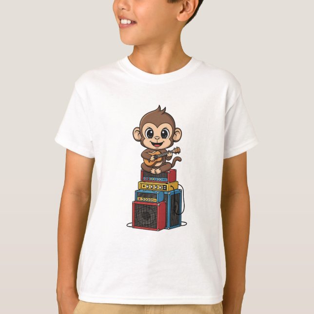 Rockstar Monkey Guitar Musician Kids T-Shirt (Vorderseite)