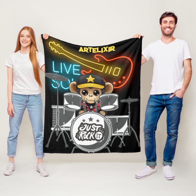 Rockstar Monkey Print Fleecedecke (Beispiel)