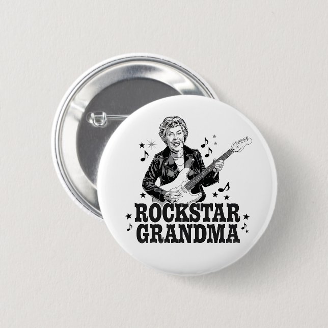 Rockstar Oma - Spaß und Retro Music Design Button (Vorne & Hinten)