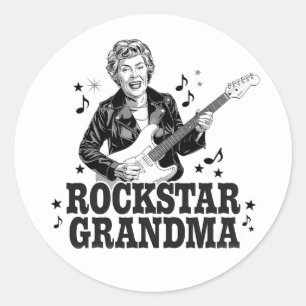 Rockstar Oma - Spaß und Retro Music Design Runder Aufkleber