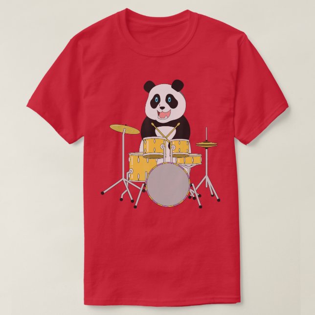 Rockstar Panda Safari Zoo Animal Drummer Drums Pla T-Shirt (Design vorne)