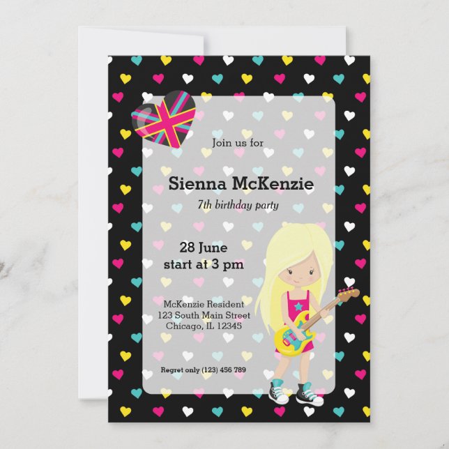 Rockstar-Party Einladung (Vorderseite)