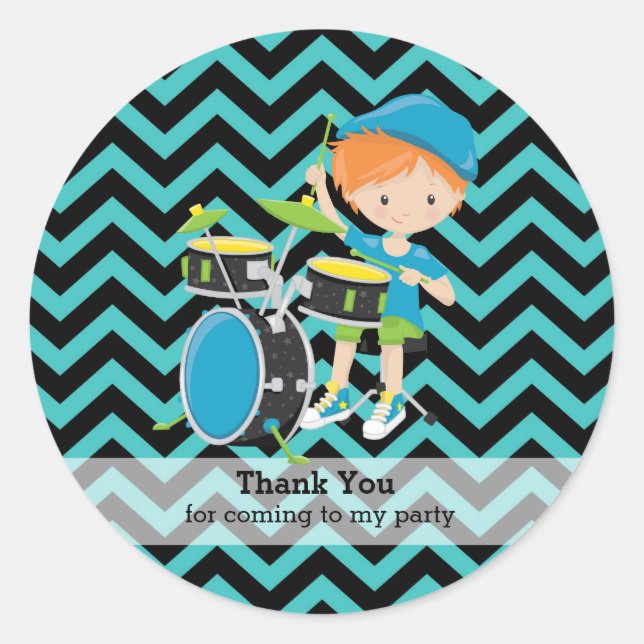 Rockstar-Party Runder Aufkleber (Vorderseite)