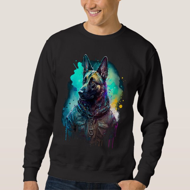 Rockstar portrait Belgian Malinois Sweatshirt (Vorderseite)