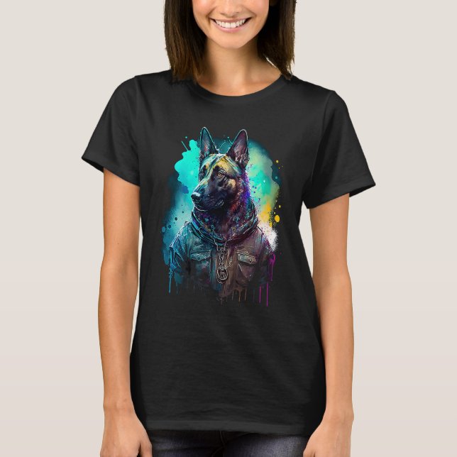Rockstar portrait Belgian Malinois T-Shirt (Vorderseite)