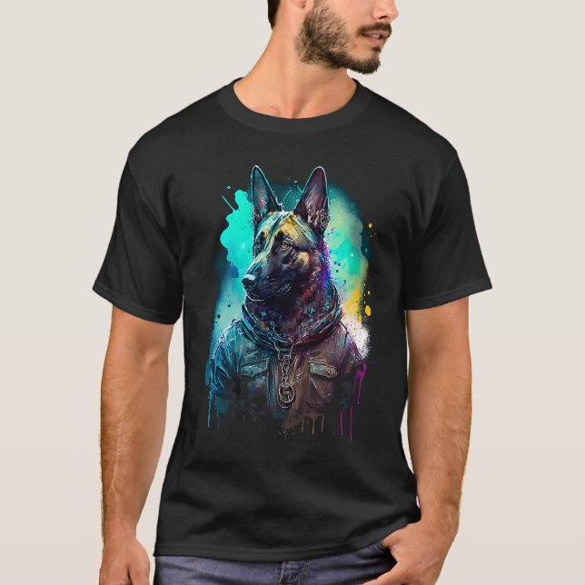 Rockstar portrait Belgian Malinois T-Shirt (Vorderseite)