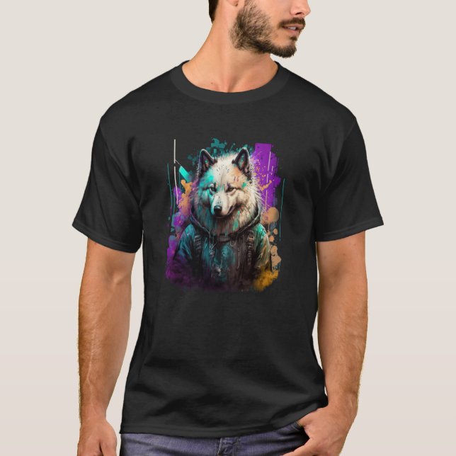 Rockstar portrait Samoyed T-Shirt (Vorderseite)