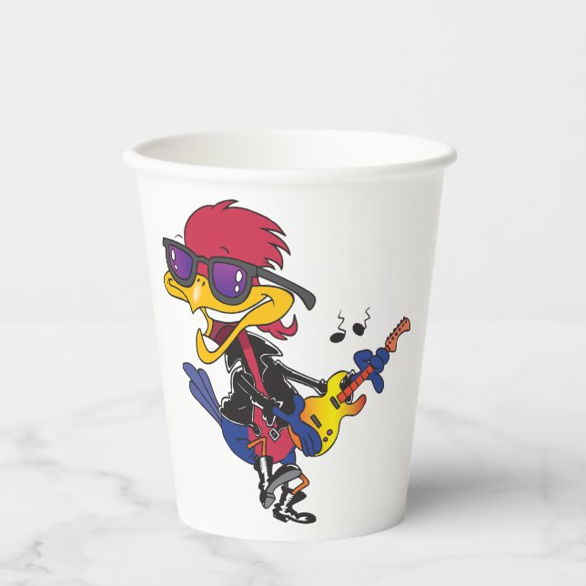 Rockstar Roadrunner Bird Playing Guitar Pappbecher (Vorderseite)