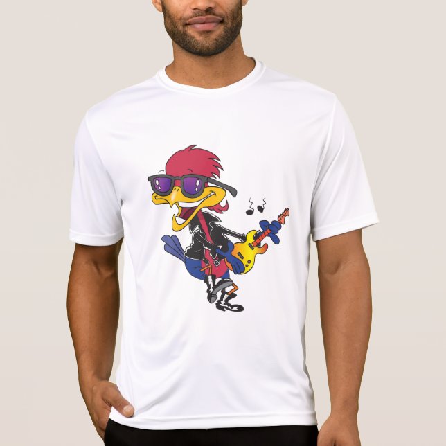 Rockstar Roadrunner Bird Playing Guitar T-Shirt (Vorderseite)