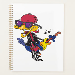 Rockstar Roadrunner-Vogel spielt Gitarre Planer