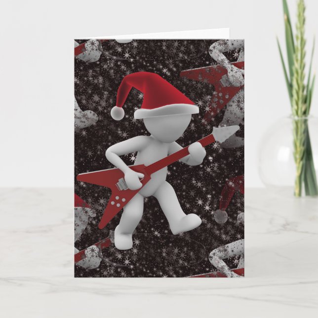 Rockstar Santa Feiertagskarte (Vorderseite)