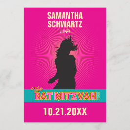 Rockstar-Schläger Mitzvah Einladung im Pink