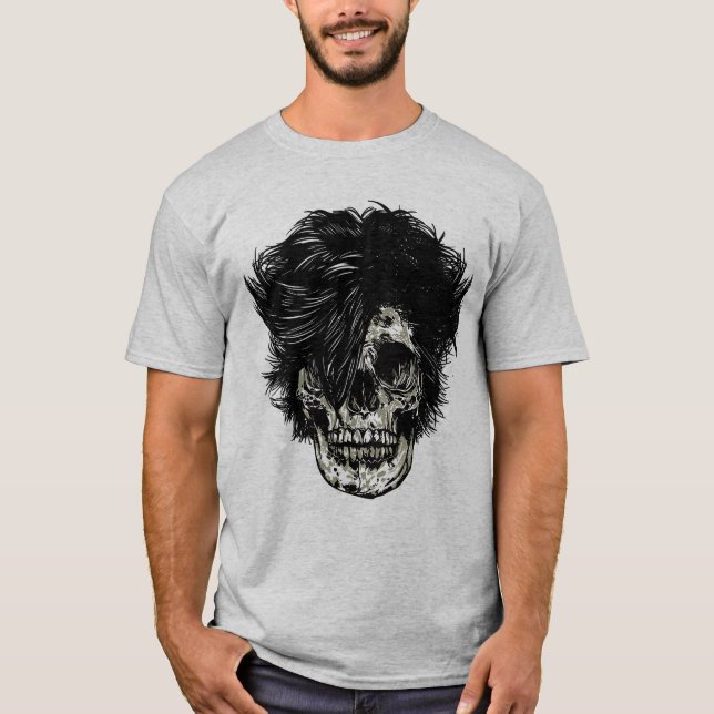 Rockstar Skull mit Wildhaar T-Shirt (Vorderseite)