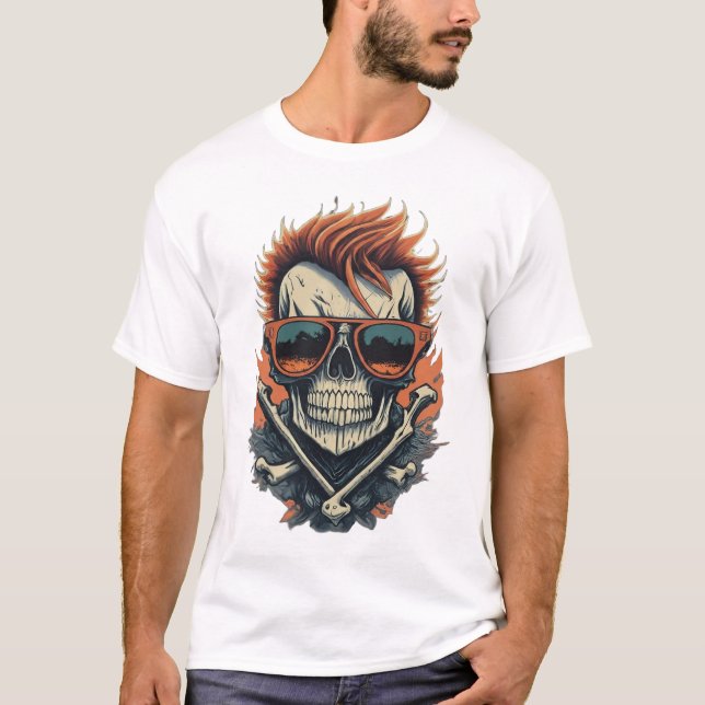 Rockstar Skull und Crossbones T - Shirt (Vorderseite)