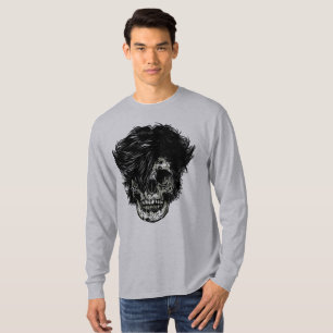 Rockstar-Totenkopf mit wildem Haar T-Shirt