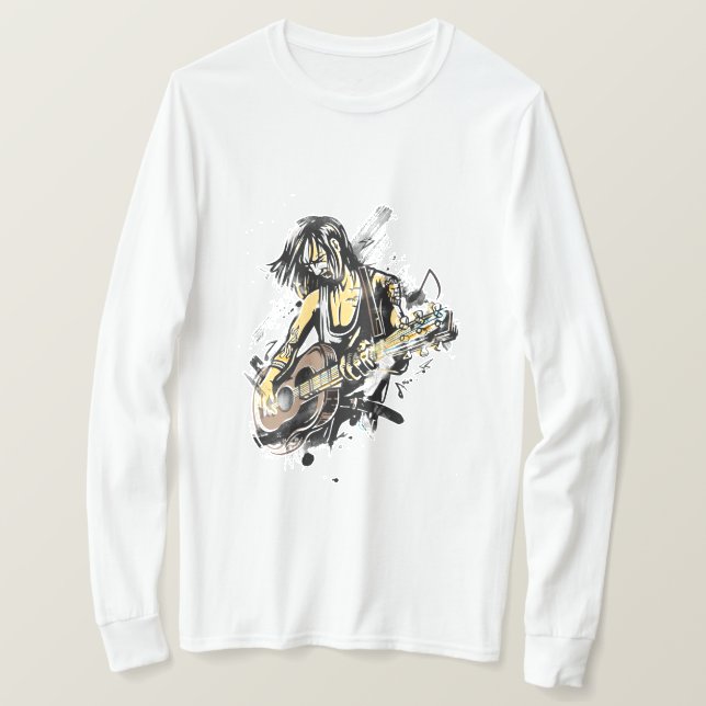 Rockstar Typ Gitarre spielen T-Shirt (Design vorne)