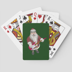 Rockstar-Weihnachtsmann mit roter E-Gitarre Spielkarten