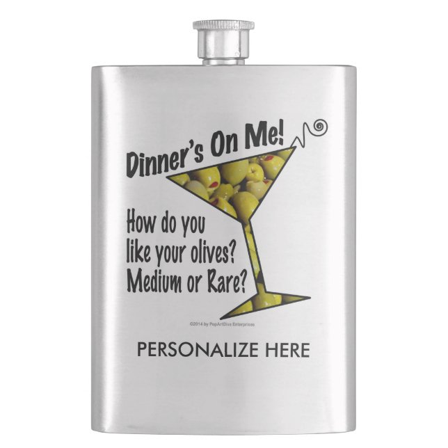 ROCKTAIL FLASK - ABENDESSEN, OLIVEN, MARTINI FLACHMANN (Vorderseite)