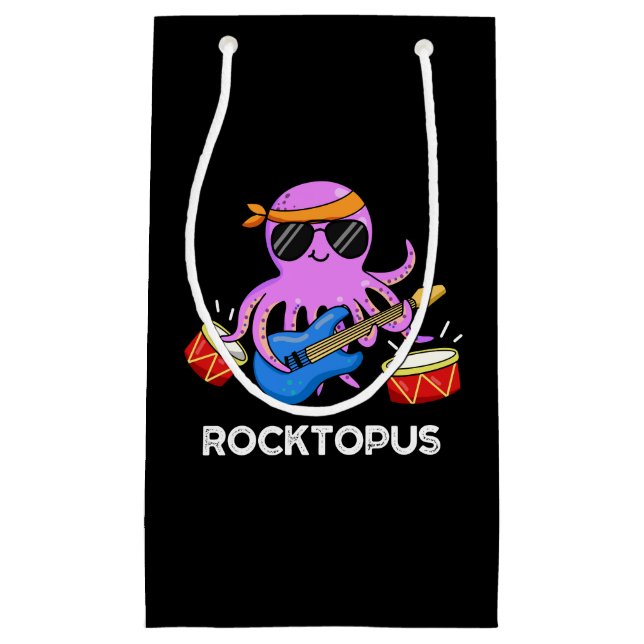 Rocktopus Funny Rock Band Octopus Puck Dark BG Kleine Geschenktüte (Vorderseite)