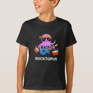 Rocktopus Funny Rock Band Octopus Puck Dark BG T-Shirt