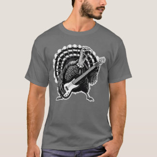 Rockurkey spielt Gitarre Rock and Roll Funnyhanksg T-Shirt