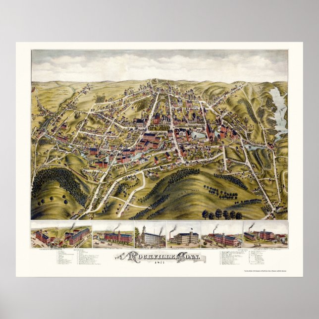 Rockville, CT Panoramic Map - 1877 Poster (Vorne)