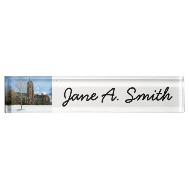 Rockwell im Winter in der Grove City Uni Namensplakette (Vorderseite)