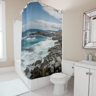 Rocky Beach Cove Ocean Waves Themed Dusche Vorhang