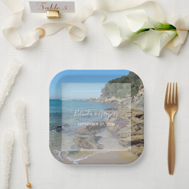 Rocky Beach Wedding Pappteller (Hochzeit)