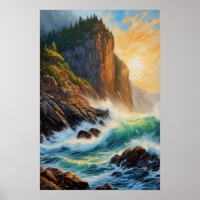 Rocky Cliff und der Roaring Ocean Poster (Vorne)