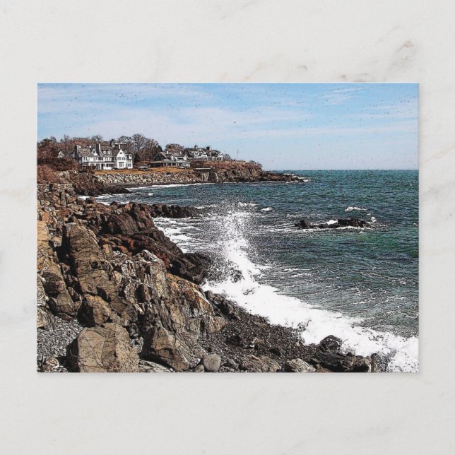 Rocky Coastline - York Harbour, Maine Postcard Postkarte (Vorderseite)
