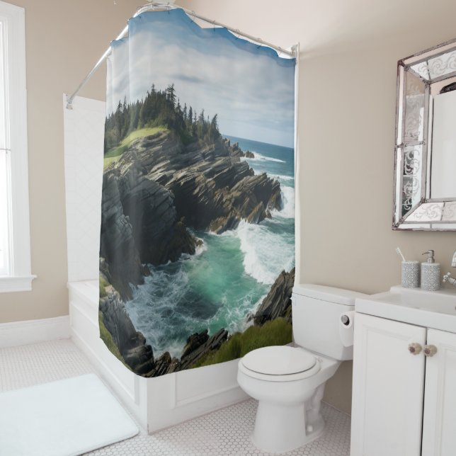 Rocky Cove Ocean Cliffside Themed Dusche Vorhang (Beispiel)